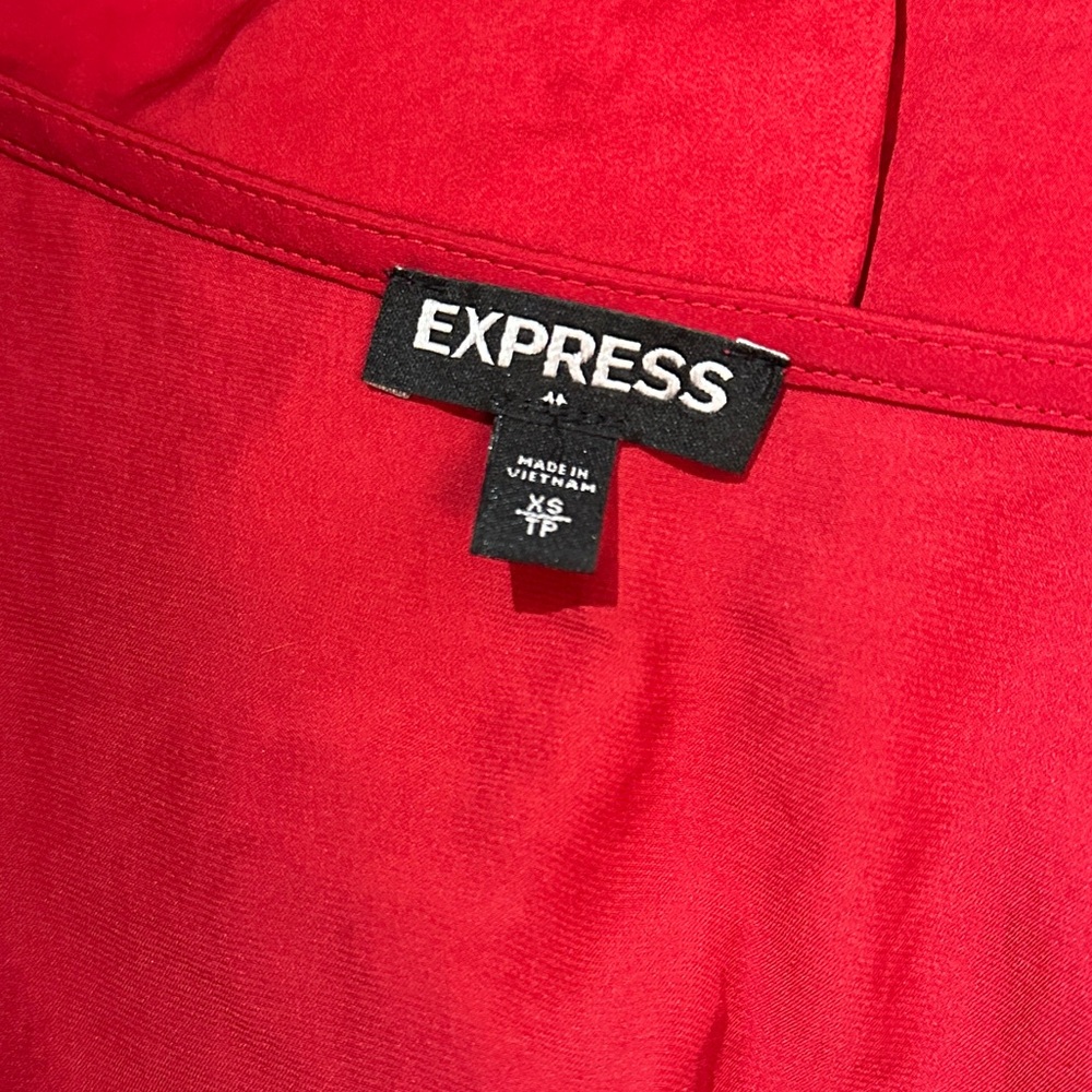 Express Red Ruffled Wrap Dress with Tie Front - Picture 5 of 5